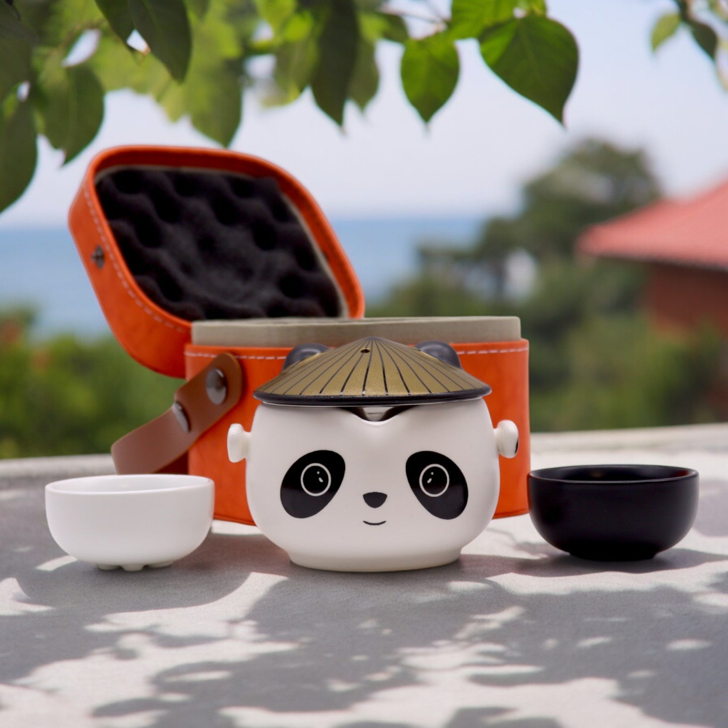 Panda Tea Set with Two Cups and Travel Case