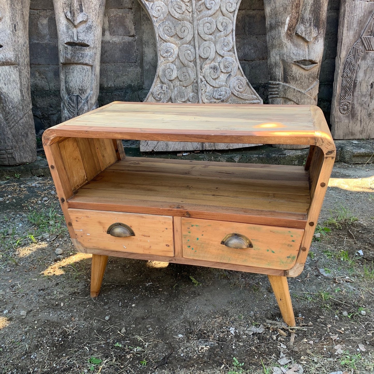 Handmade Upcycled Teak Wood Small TV Stand