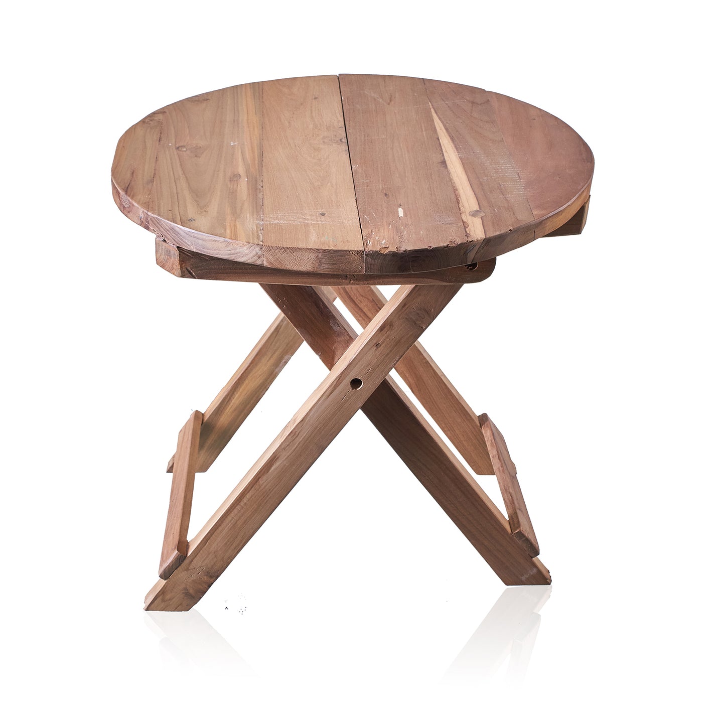 Round wooden folding table