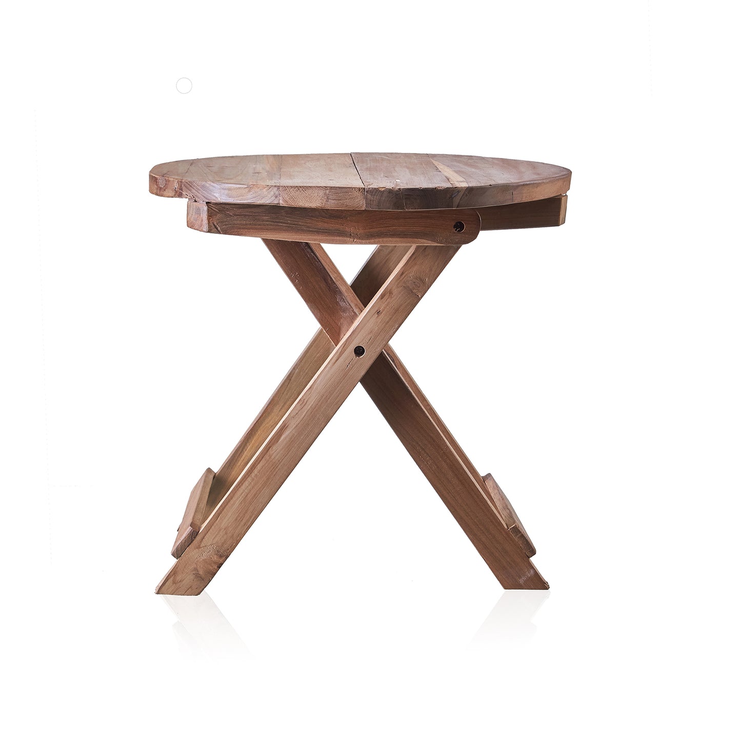 Round wooden folding table